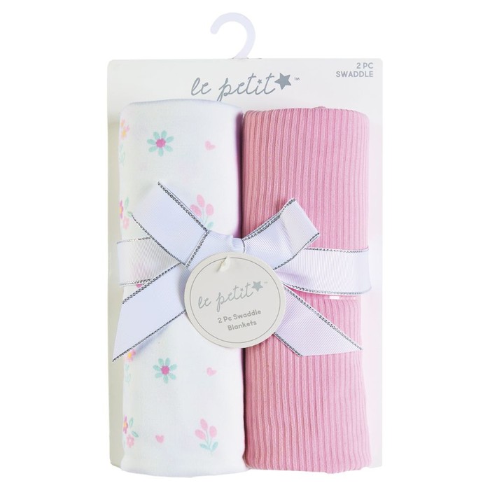 2-Pack Swaddle Blankets - Pink Floral