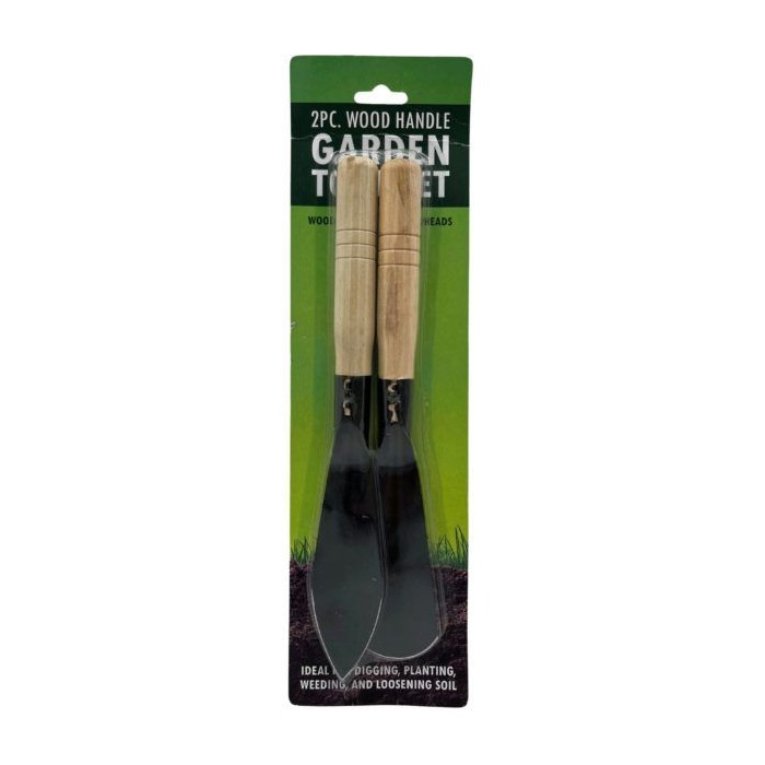 2 Piece Wood Handle Lawn And Garden Tool Set