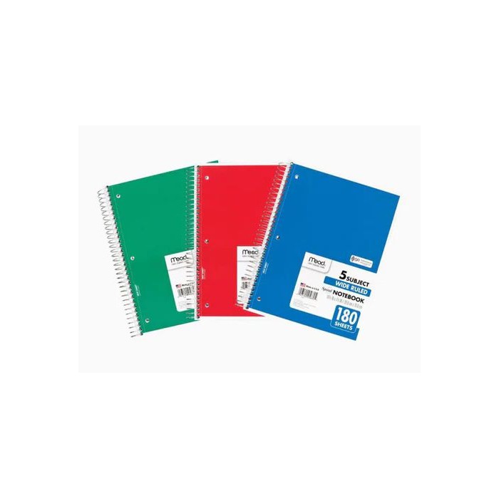 5 Subjects Notebooks Wide Ruled