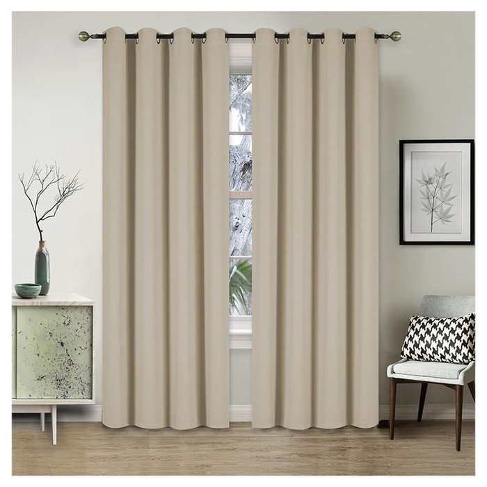 54x84-inch Blackout Window Curtain W/8 Gromets Beige