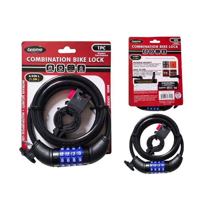 Combination Bike Lock With Bracket 4.92'