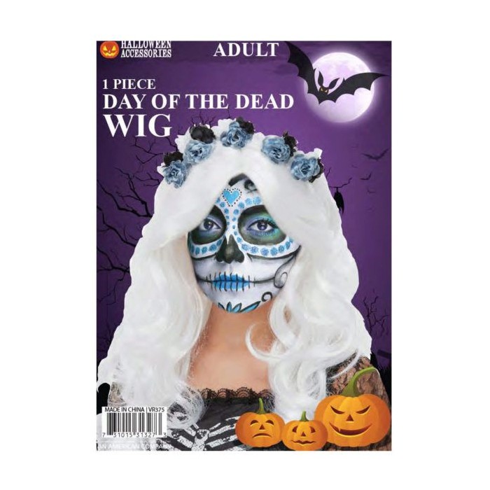 Day Of The Dead Long White Hair Wig