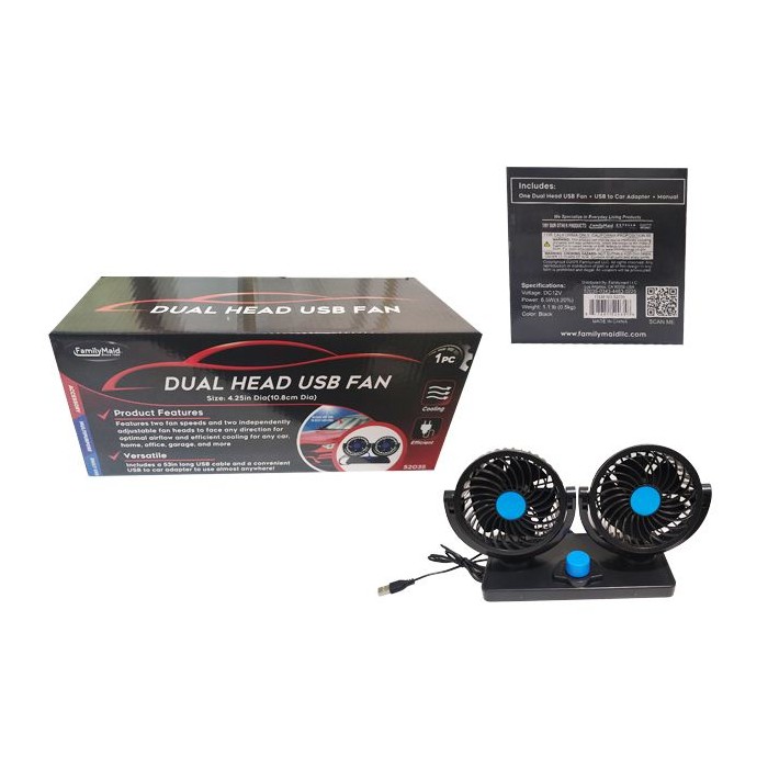 Dual Head Fan Usb 4.25-inch Diameter