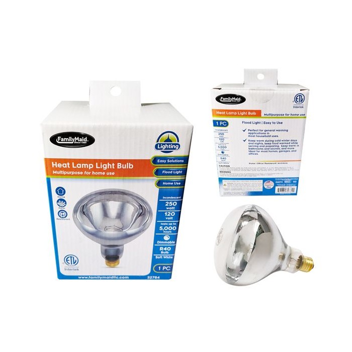 Heat Lamp 250W 120V E26 Clear R40