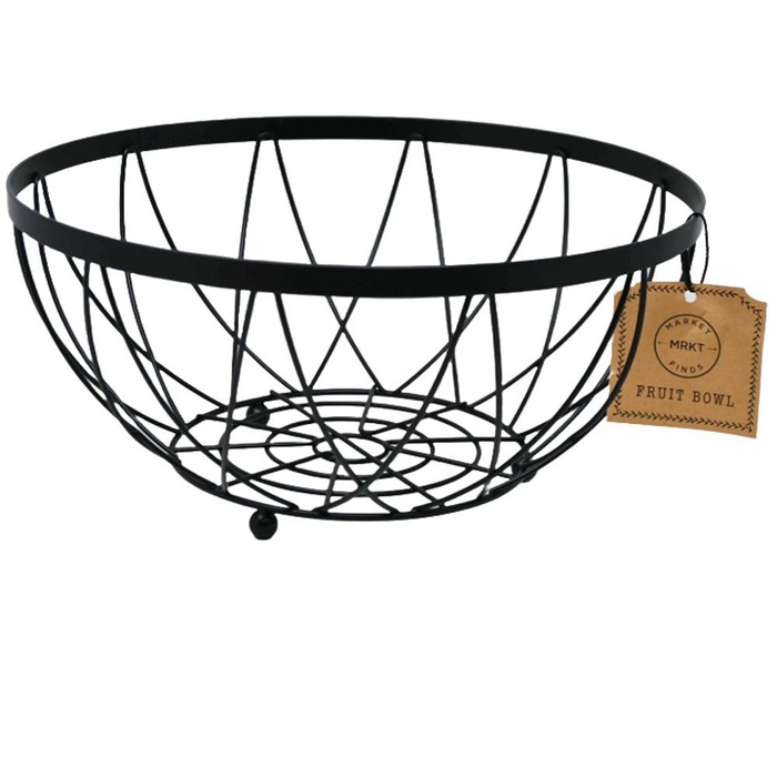 Matte Black Geo Pattern Fruit Bowl