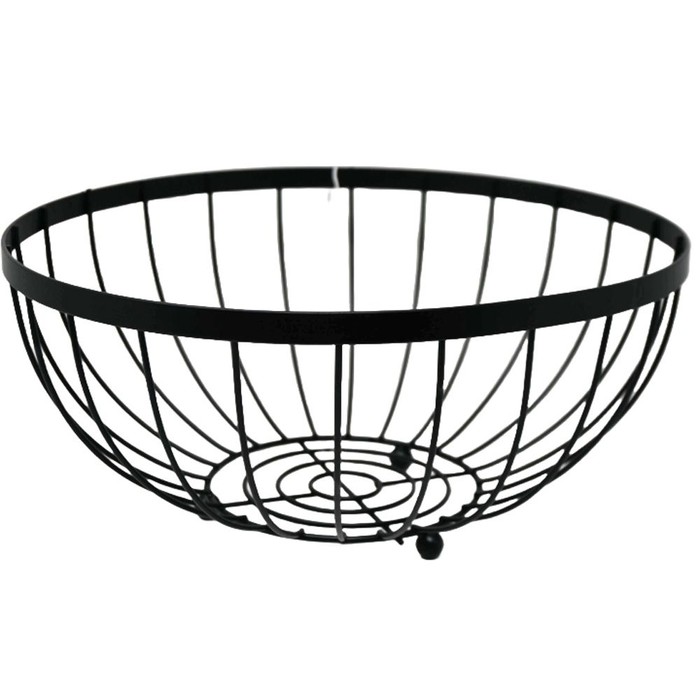 Matte Black Vertical Lined Fruit Bowl