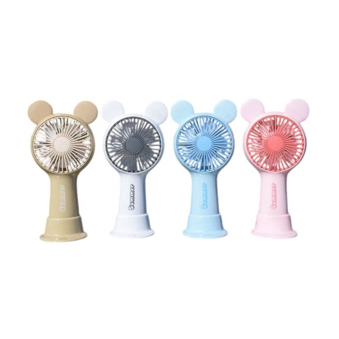 Mouse Ear Handheld & Desktop Mini Fan With Stand And Integrated Led Light