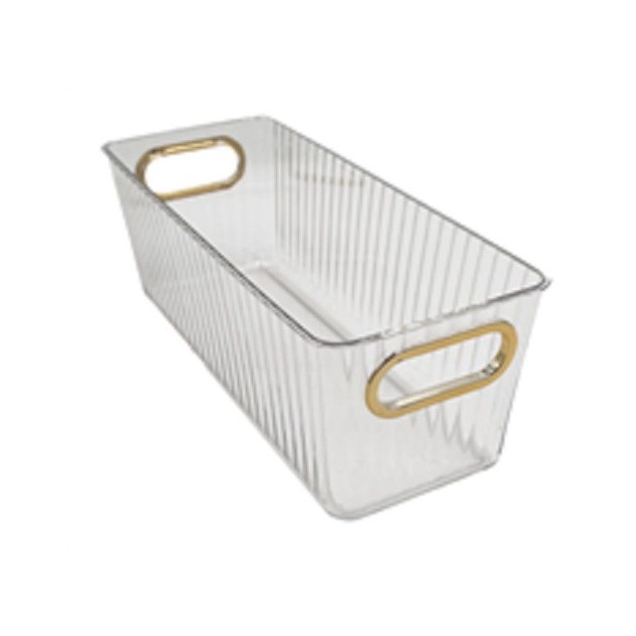 Plastic Multipurpose Storage Bin Pet W/gold,silv Handle Narrow