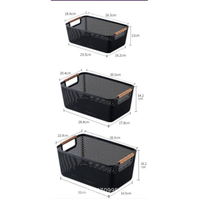 Plastic Multipurpose Storage Bin W/wooden Handles Asst Color Medium