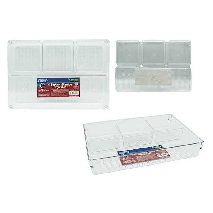 Plastic Storage 4 Section Organizer 13X9X2.25" High