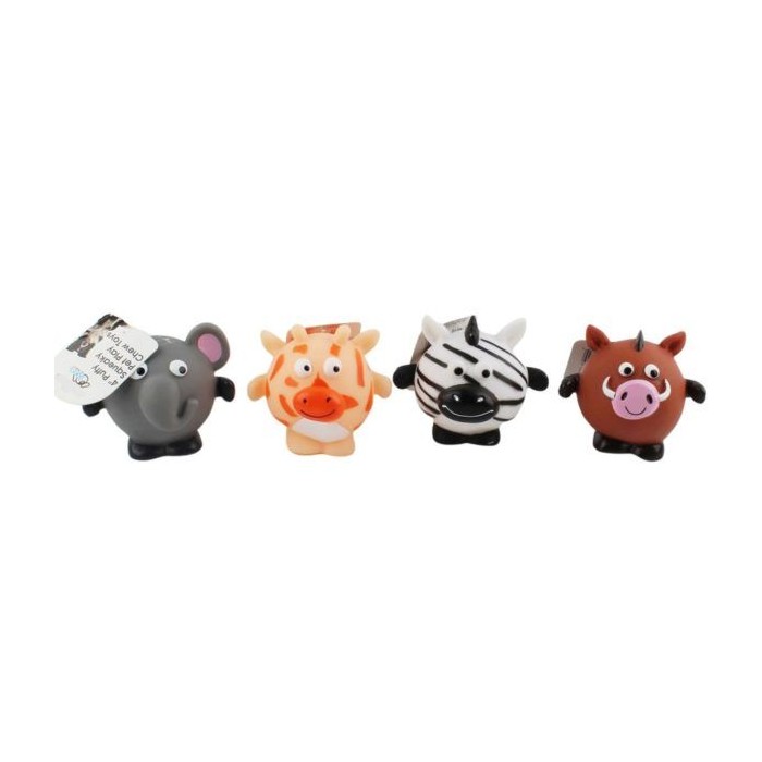 Puffy Squeaky Pet Play Dog Chew Toys In Assorted Zoo Animal Styles