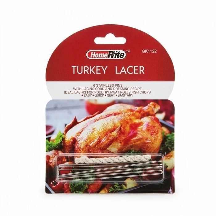 24 Pieces Turkey & Poultry Lacer Set 6 Stainless Pins Lacing Cord - Kitchen Gadgets & Tools