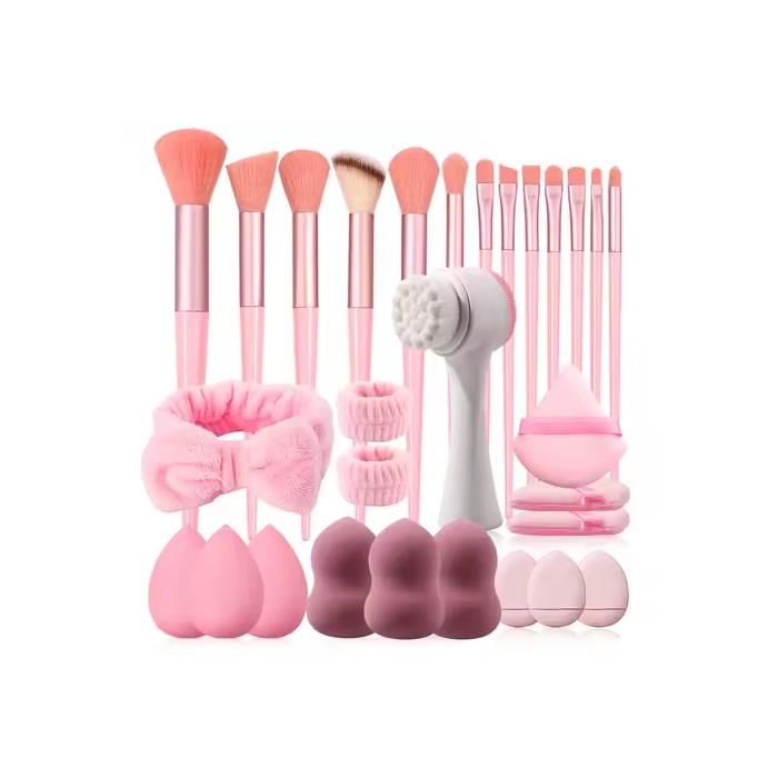 29pcs Tool Kit 13pcs Makeup Brush With 12Pcs Makeup Sponge Set&Face Wash Brush& Headband Wristband Make Up Accessories