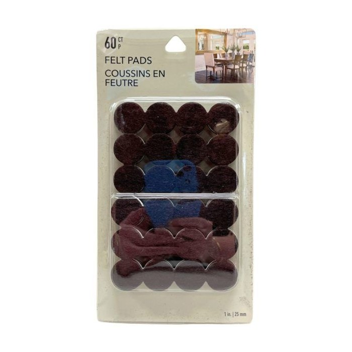 60 Count 1-inch Brown Felt Anti Skid Furniture Pads