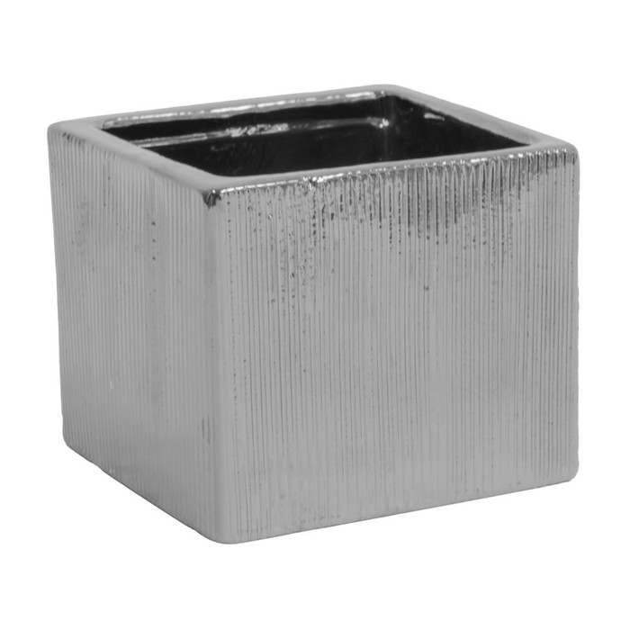 Square Ceramic Vase 3-inch - Silver