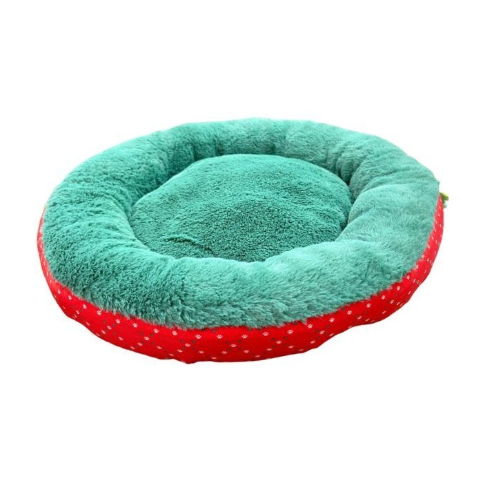 Barker & Meow 24" Luxury Pet Bed In Red Hearts And Paws