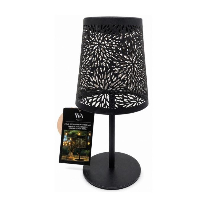 West & Arrow 11.8" Metal Lace Solar Table Lamp In Black