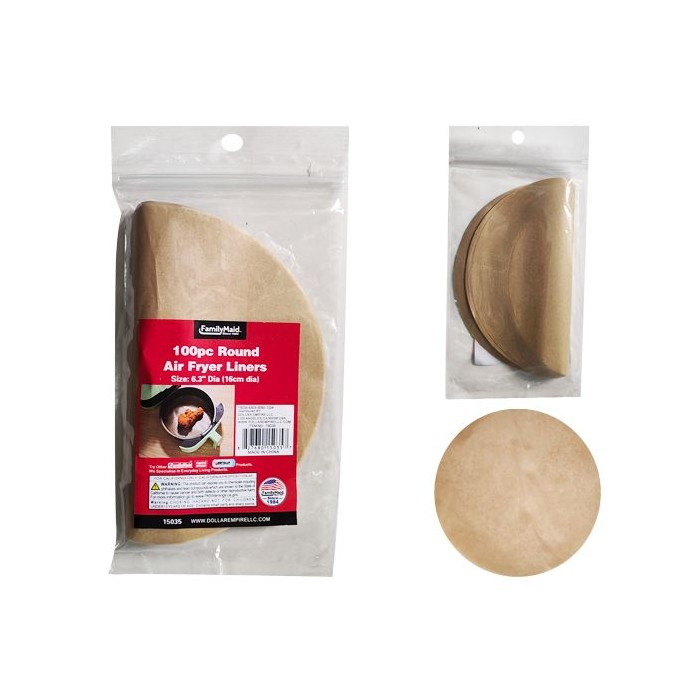 100-Piece Round Air Fryer Paper Liner 6.3'' Diameter 16cm