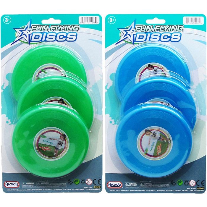 3pc 5" Flying Disk Play Set On Blister Card, 2 Assrt Clrs