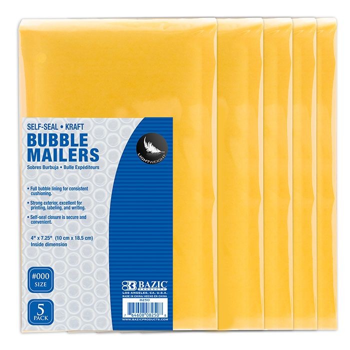48 pieces 4-inch X 7.25-inch (#000) SelF-Seal Bubble Mailers (5/pc) - Envelopes