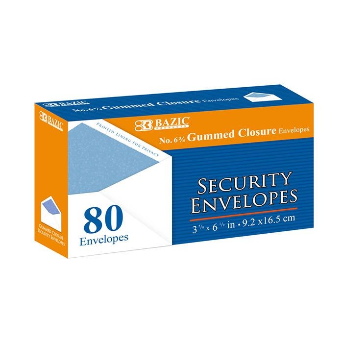 48 pieces #6 3/4 Security Envelopes W/ Gummed Closure (80/pc) - Envelopes