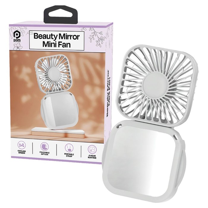 48 pieces Beauty Mirror Mini Fan - White - Electric Fans