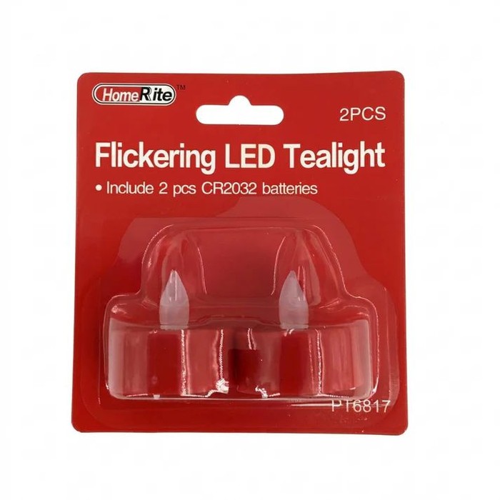 48 Pieces Flickering LED Tealights Red 2-Pack - Lamps and Lanterns