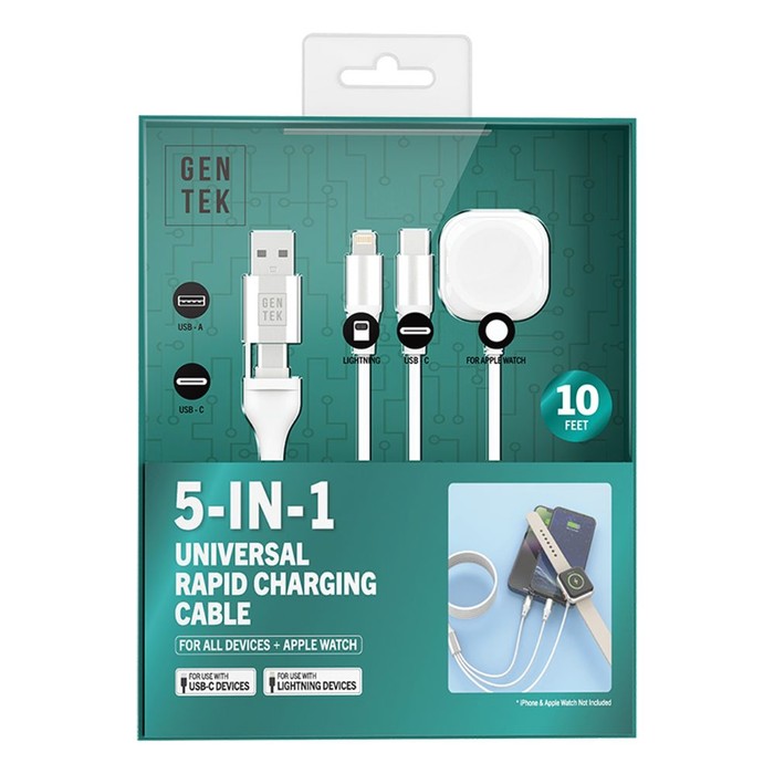 48 pieces Gen Tek 5-IN-1 Universal Rapid Charging Cable - 10 ft - Wires and Cables