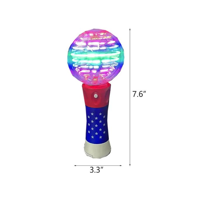 Light Up Usa Spinning Wand W/battery