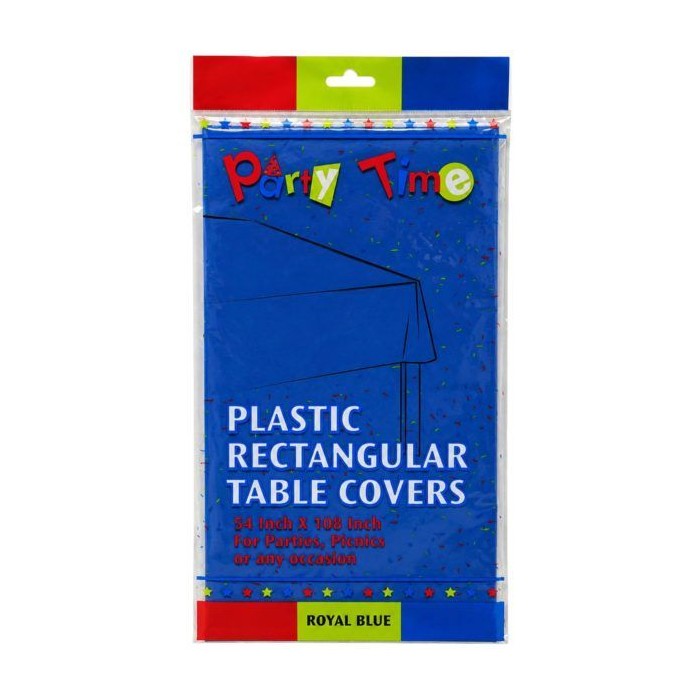 Party Time Plastic Rectangular Table Covers 54-inch X 108-inch Royal Blue