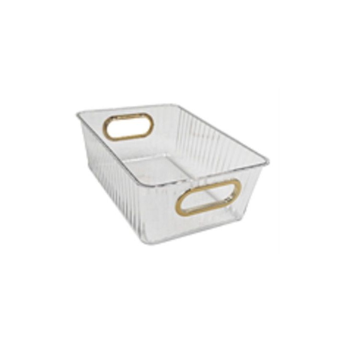 Plastic Multipurpose Storage Bin Pet W/gold,silv Handle Small