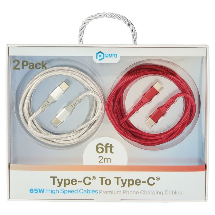 48 pieces Pom 2-Pack 6ft UsB-C To UsB-C 65w HigH-Speed Charging Cables - Wires and Cables