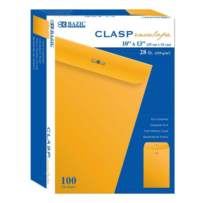 5 pieces 10-inch X 13-inch Clasp Envelope (100/box) - Envelopes