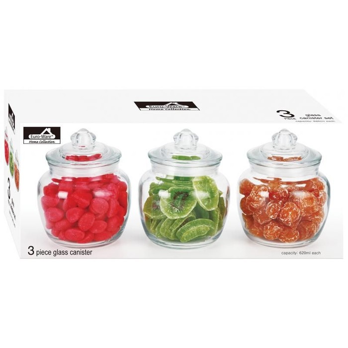 3pc Glass Canister Set