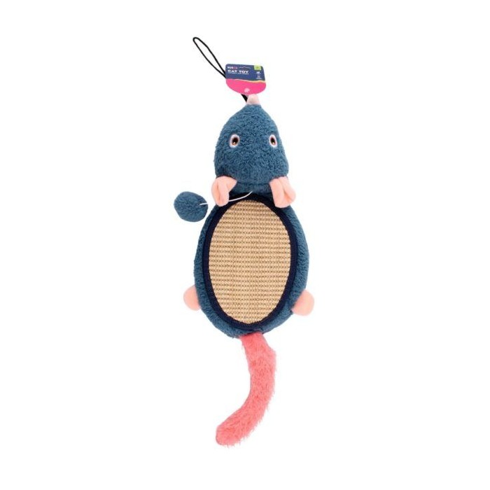 Plush Cat Scratching Pad With Sisal Center And Teaser Tail