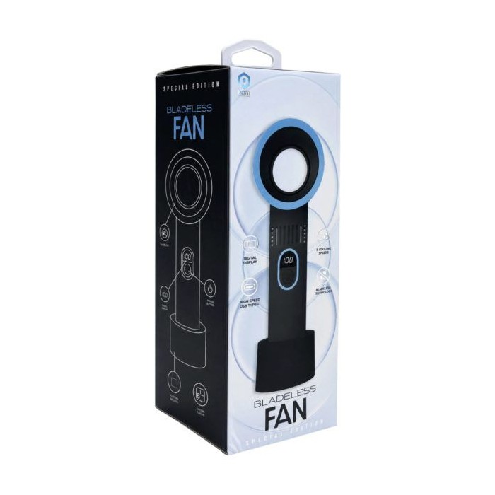6 pieces Pom Gear 5-Speed Bladeless Fan With Digital Display And Desk Stand In Blue - Electric Fans
