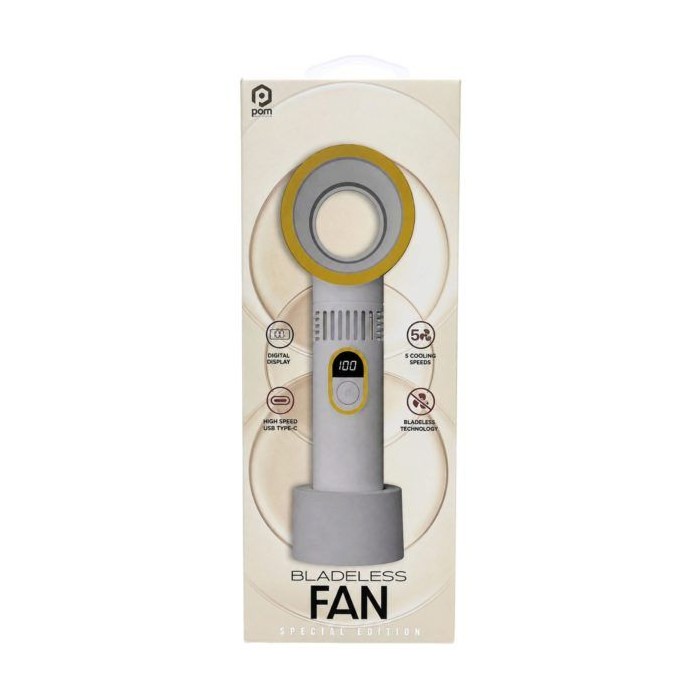 6 pieces Pom Gear 5-Speed Bladeless Fan With Digital Display And Desk Stand In Gold And White - Electric Fans
