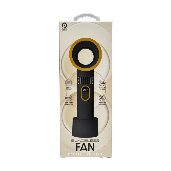6 pieces Pom Gear 5-Speed Bladeless Fan With Digital Display And Desk Stand In Gold & Black - Electric Fans