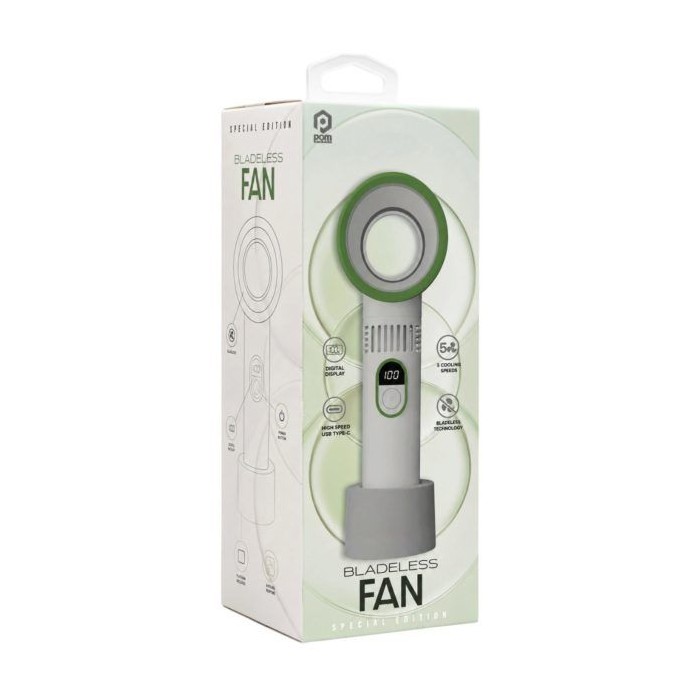 6 pieces Pom Gear 5-Speed Bladeless Fan With Digital Display And Desk Stand In Green - Electric Fans