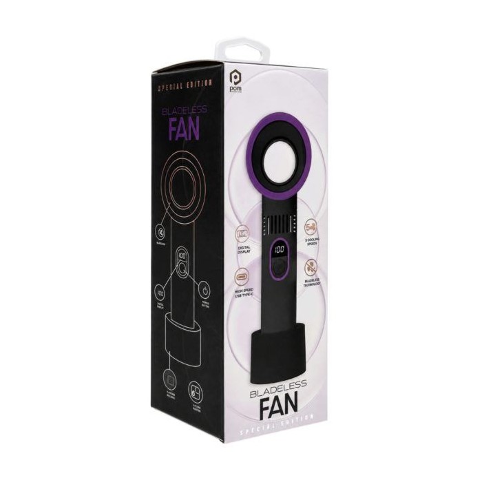 6 pieces Pom Gear 5-Speed Bladeless Fan With Digital Display And Desk Stand In Lavender - Electric Fans