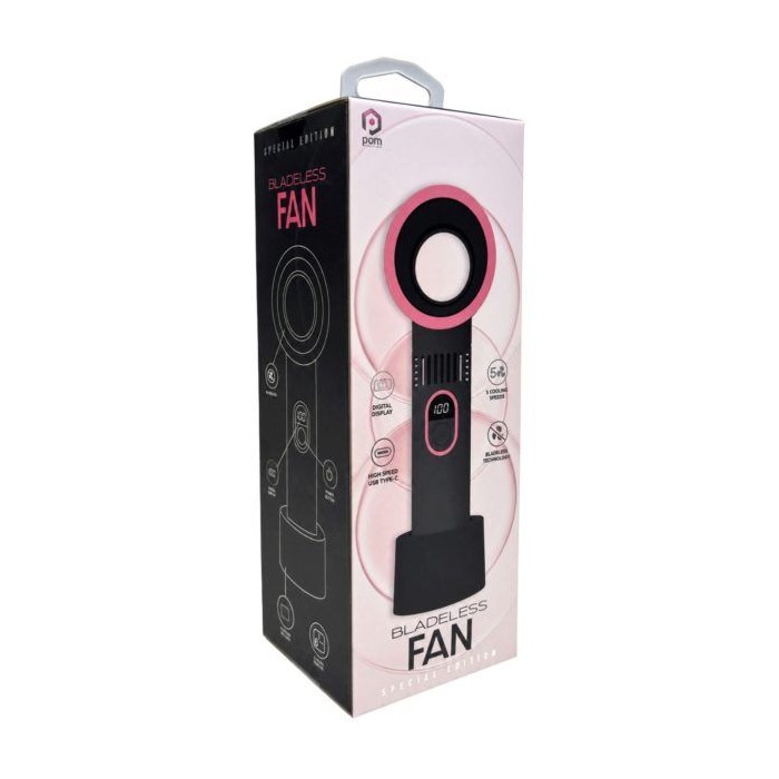 6 pieces Pom Gear 5-Speed Bladeless Fan With Digital Display And Desk Stand In Pink - Electric Fans