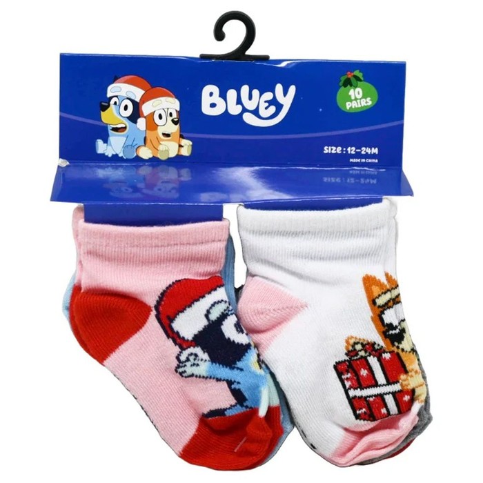 60 Pieces 10pk 12-24m Bluey Xmas Joy Qrt Socks - Baby Apparel