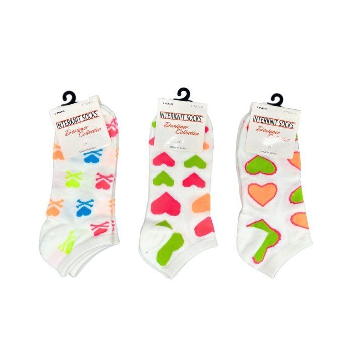 60 pieces Interknit Low Cut Socks In Assorted Designs Size 9 - 11 - Baby Beauty & Care Items