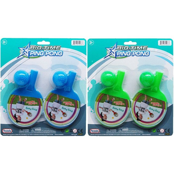 4pc Mini Ping Pong Play Set On Blister Card, 2 Assrt