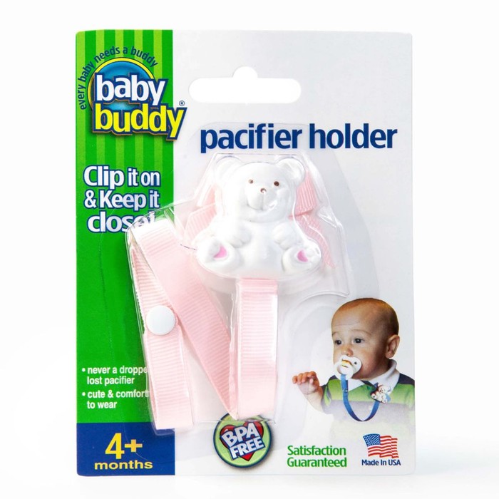 Bear Pacifier Holder - Light Pink