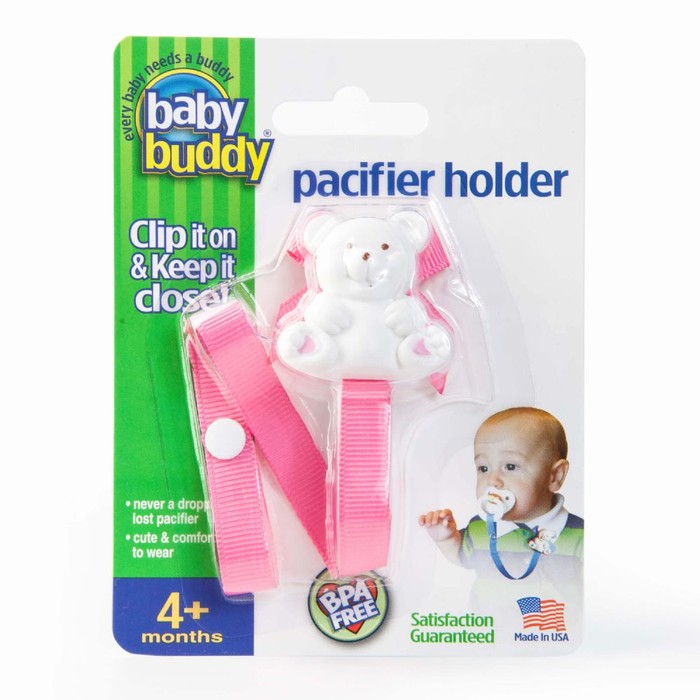 Bear Pacifier Holder - Pink