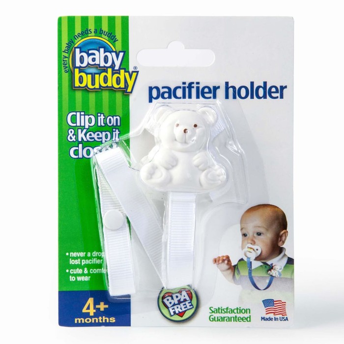 Bear Pacifier Holder - White