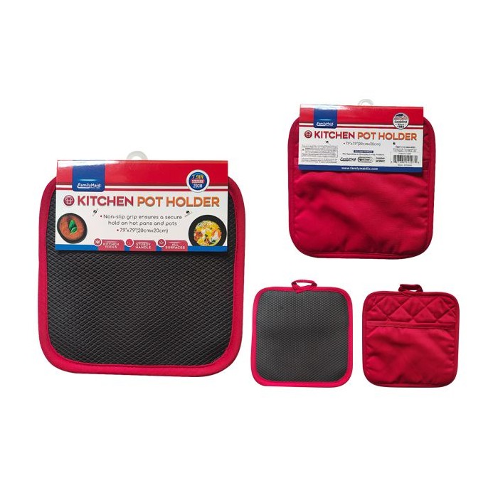 Kitchen Hot Pad With NoN-Slip 7.9x7.9-inch Red Color
