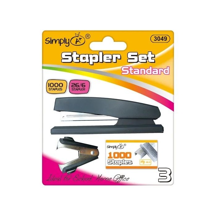 Standard Stapler With Remover And 1000-Piece Staples Black