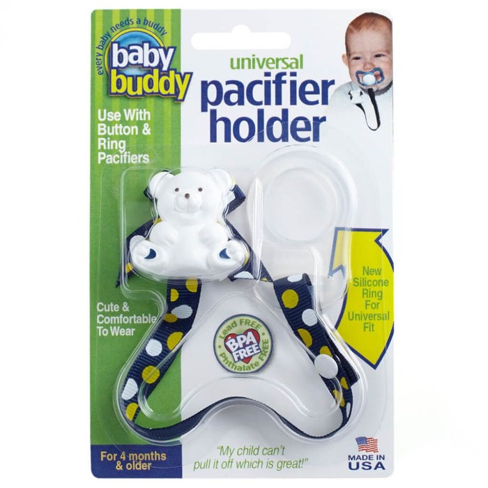 Universal Pacifier Holder Dots - NavY-Yellow